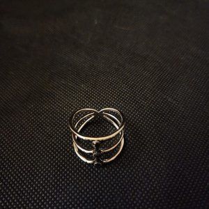 HSN Rarities Black Diamond Sterling Silver Negative Space Ring Size 10